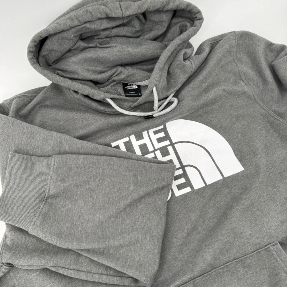 The North Face Mens XL Grey Half Dome Logo Pullover‎ Hoodie Fleece Sweatshirt